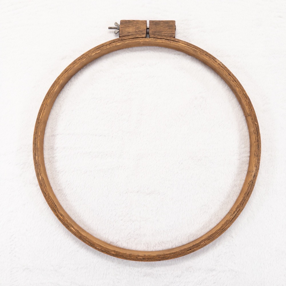 Vtg Wooden Embroidery Hoop 14 Inch Brown Needlepoint Frame Primitive Farmhouse